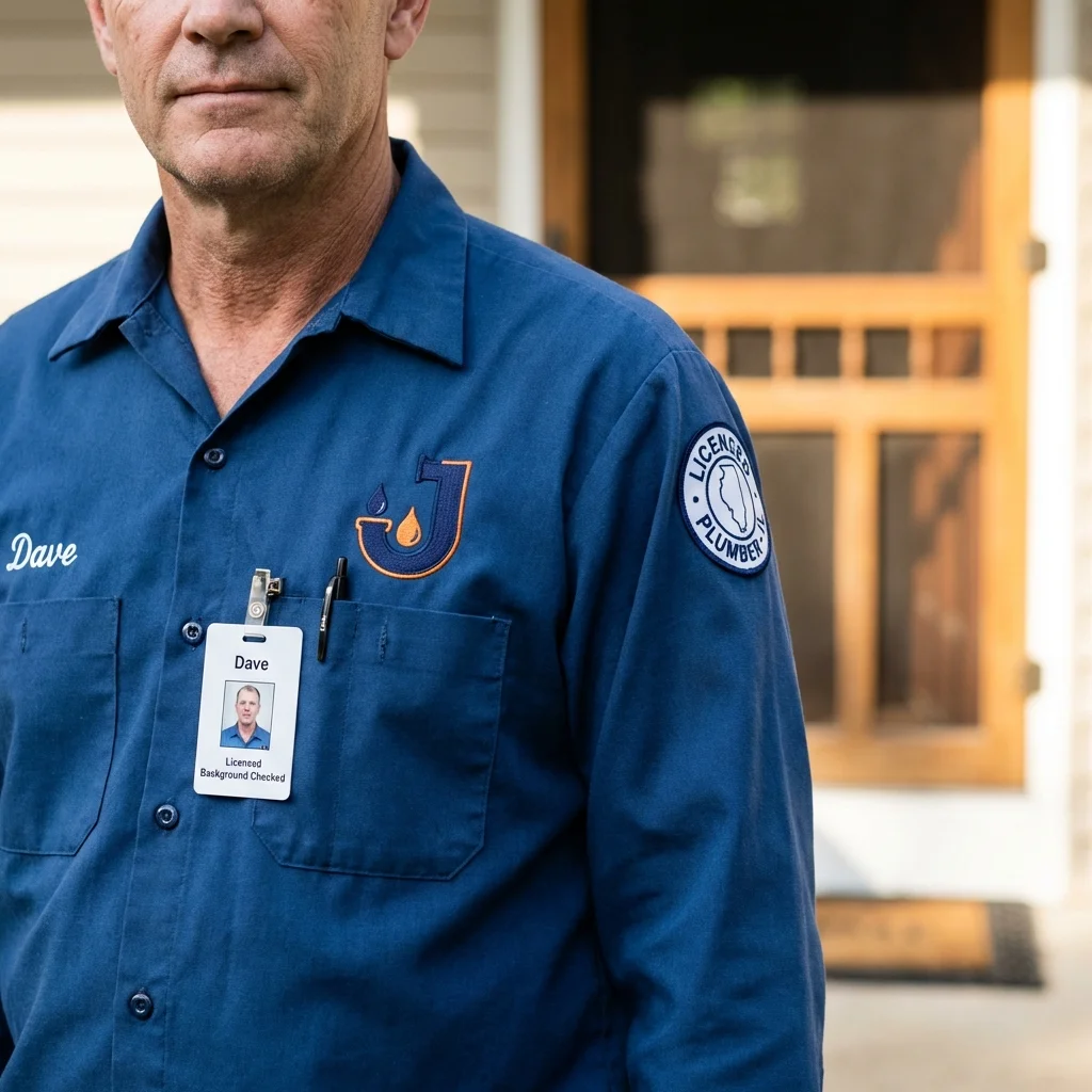 Licensed plumber showing ID badge in Palos Hills, IL