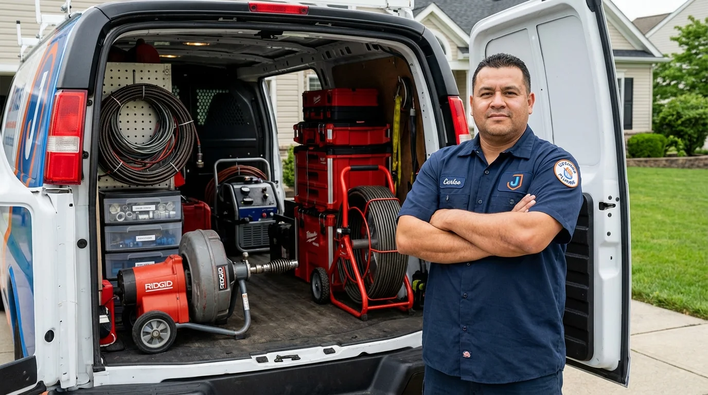 Professional drain cleaning equipment and Johns Plumbing LLC plumber in Palos Hills