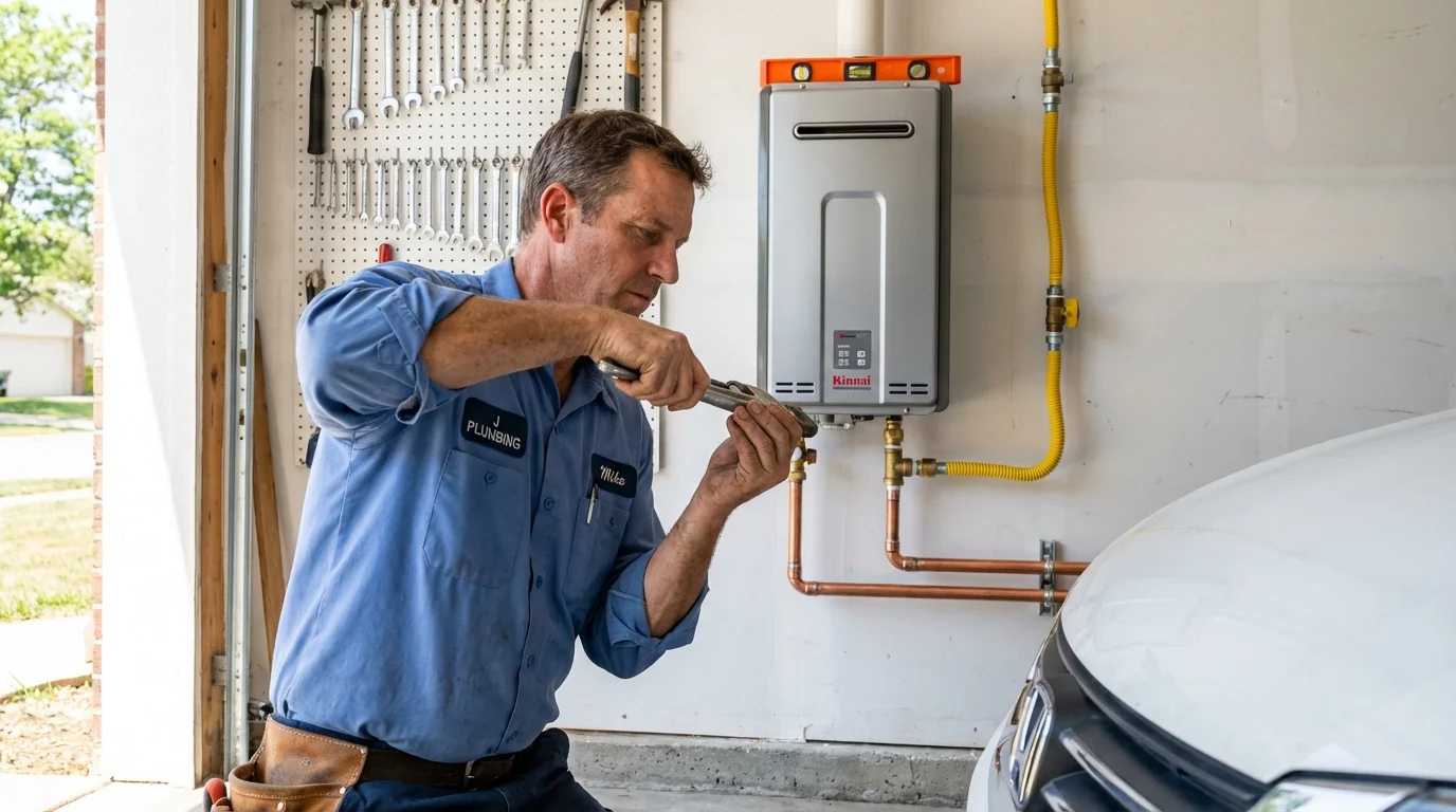 Tankless water heater installation by a Johns Plumbing LLC plumber in Palos Hills